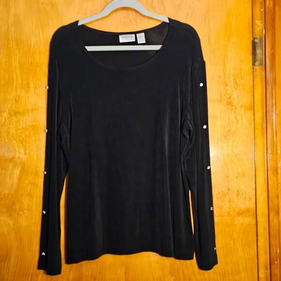 Chico's Travelers Women's Black Blouse Size 3 - Picture 2 of 7